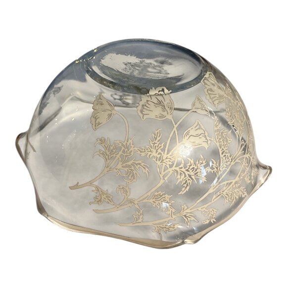 Vintage Clear Glass Bowl with Silver Floral Overlay – Scalloped Rim – 6 x 3 in - Picture 3 of 3